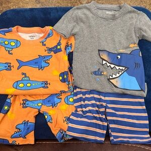 Carter's Shark and Submarine Pajama Set - Orange, Blue, and Gray